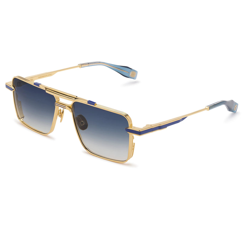 T Henri - GTB - L'or Bleu - Gold / Blue / Gradient-Blue Lenses - Navigator - Metal - Titanium - Rectangle - Sunglasses - Luxury Eyewear