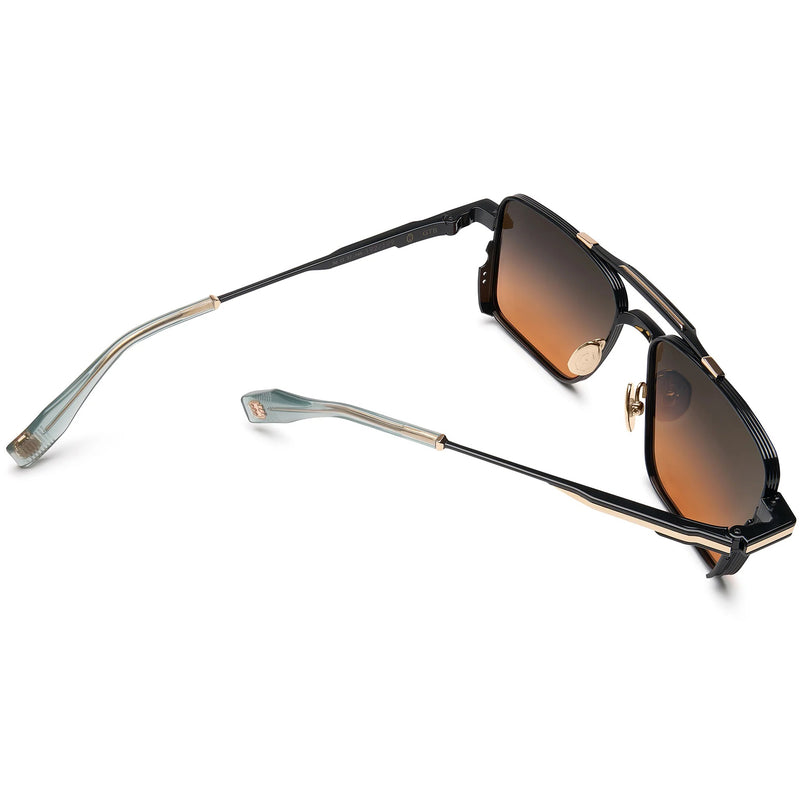 T Henri - GTB - Pulsar - Black / Gold / Gradient-Grey to Orange Lenses - Navigator - Metal - Titanium - Rectangle - Sunglasses - Luxury Eyewear