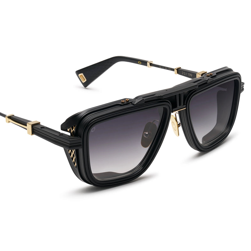 T Henri - GTO - Traverse - Matte Black / Gold / Silver / Grey Gradient Tinted Lenses - Rectangle - Navigator - Sunglasses - Luxury Eyewear