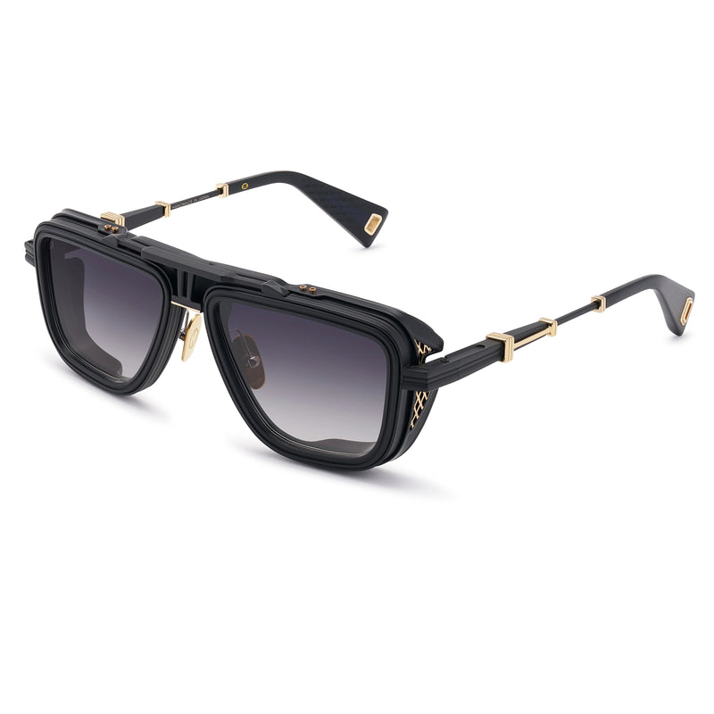 T Henri - GTO - Traverse - Matte Black / Gold / Silver / Grey Gradient Tinted Lenses - Rectangle - Navigator - Sunglasses - Luxury Eyewear