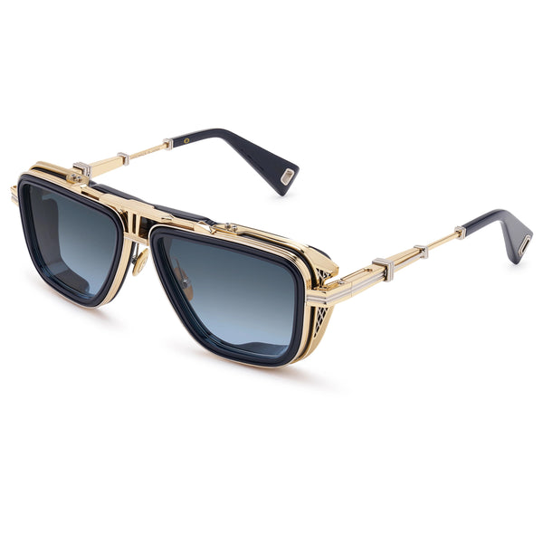 T Henri - GTO - Twilight - Gloss Black / Gold / Silver / Blue Gradient Tinted Lenses - Rectangle - Navigator - Sunglasses - Luxury Eyewear