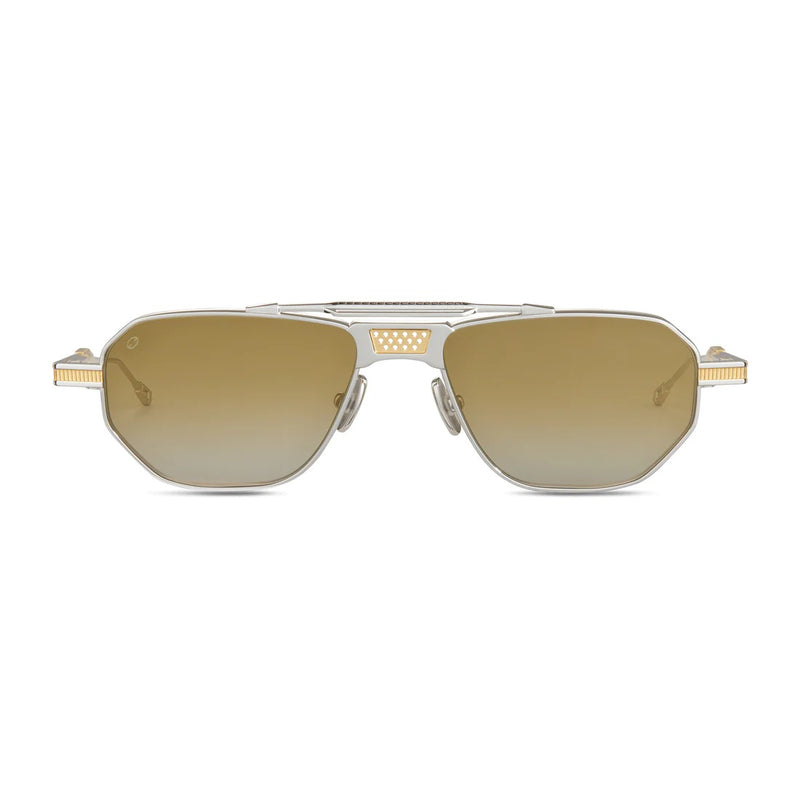 T Henri - Longtail - Anomoly - Silver / Gold - Gold Mirrored Brown Gradient Tinted Lenses - Navigator - Titanium - Sunglasses - Luxury Eyewear