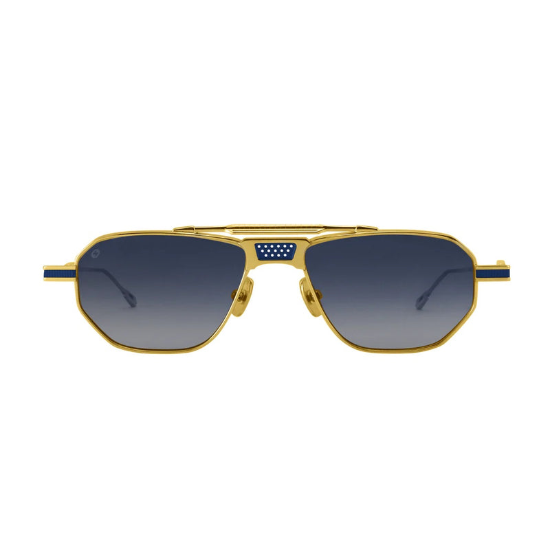 T Henri - Longtail - LOr Bleu - Gold / Blue - Gold Mirrored Blue Gradient Tinted Lenses - Navigator - Titanium - Sunglasses - Luxury Eyewear