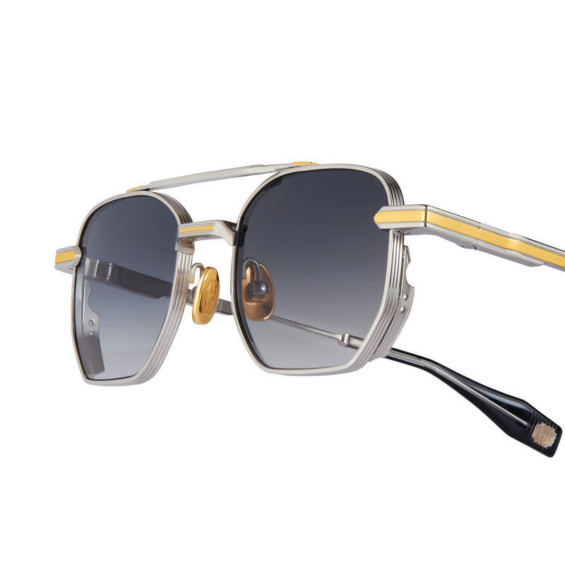 T Henri - Lusso - Anomoly - Silver / Gold / Gradient-Grey Tinted Lenses - Luxury Eyewear - Sunglasses - Navigator