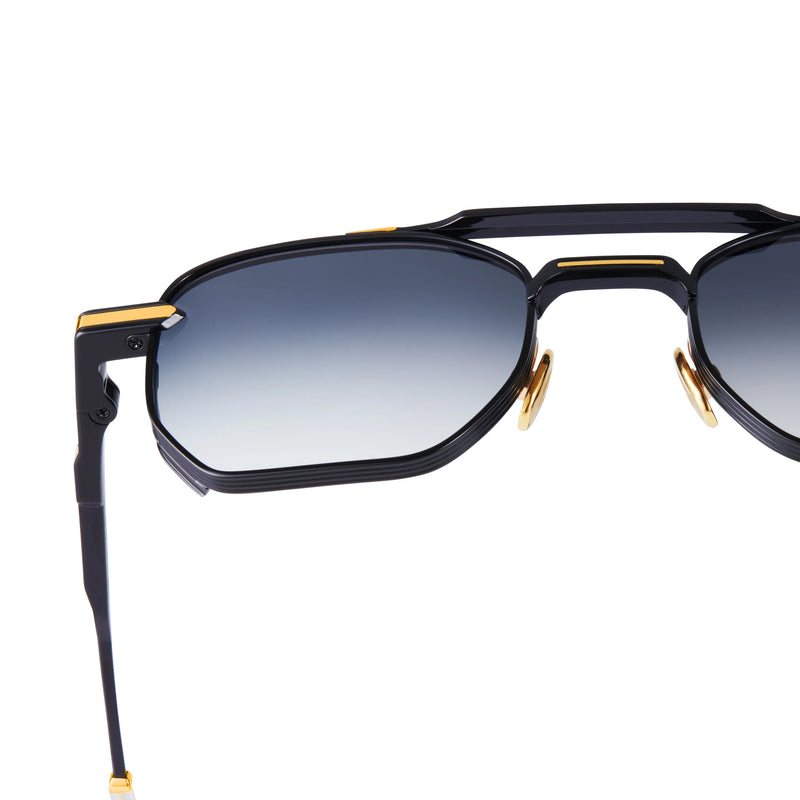 T Henri - Lusso - Traverse - Black / Gold / Gradient-Grey Tinted Lenses - Luxury Eyewear - Sunglasses - Navigator