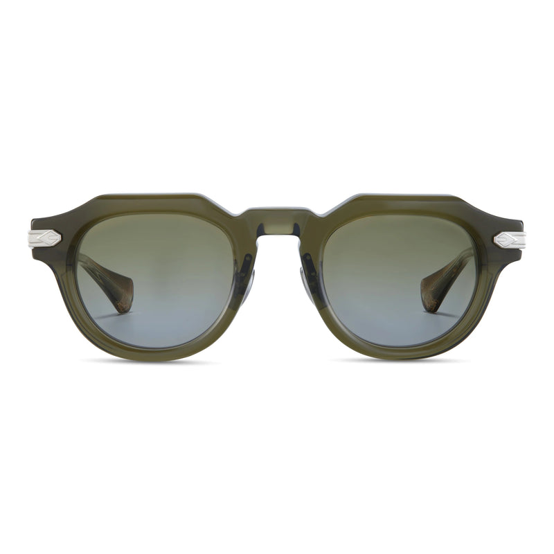 T Henri - M1 - Rainforest - Gold-Mirrored Green Gradient Tinted Lenses - Plastic - Acetate - Crown-Panto - Sunglasses - Luxury Eyewear 