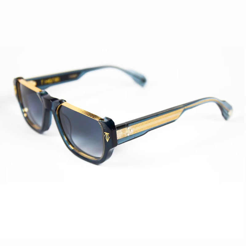 T Henri - Nettuno - Deep Blue / Gold / Blue-Gradient Tinted Lenses - Rectangle - Metal - Plastic - Sunglasses - Luxury Eyewear