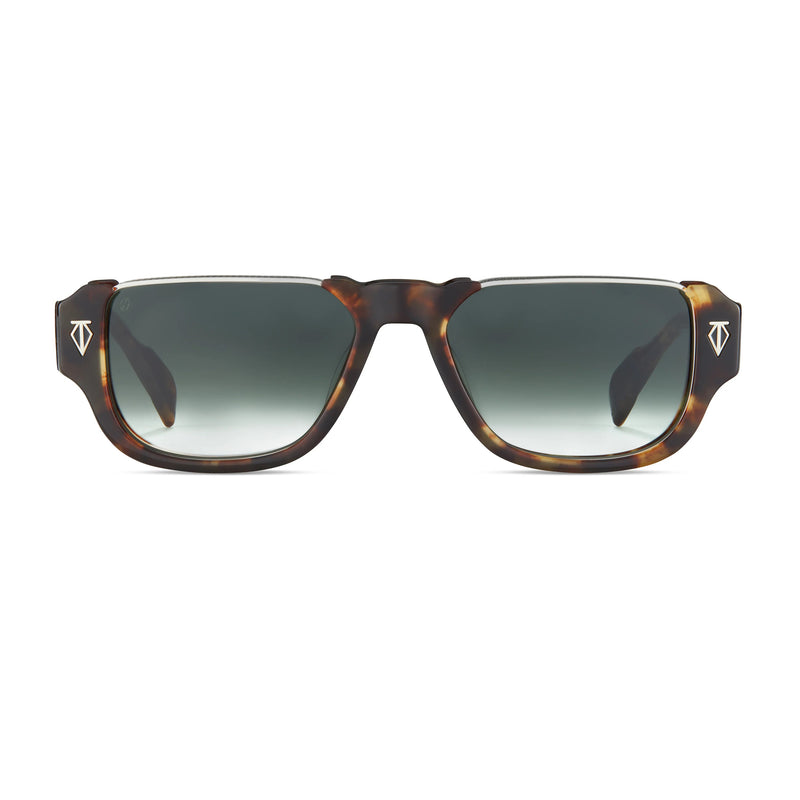 T Henri - Nettuno - Yangtze / Vintage Tortoise / Green Gradient Tinted Lenses - Rectangle - Metal - Zyl Acetate - Sunglasses - Luxury Eyewear