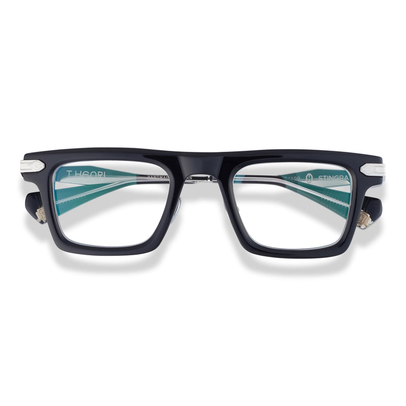 T Henri - Stingray - Carbon - Black / Silver - Rectangle - Plastic - Acetate - Eyeglasses - Luxury Eyewear