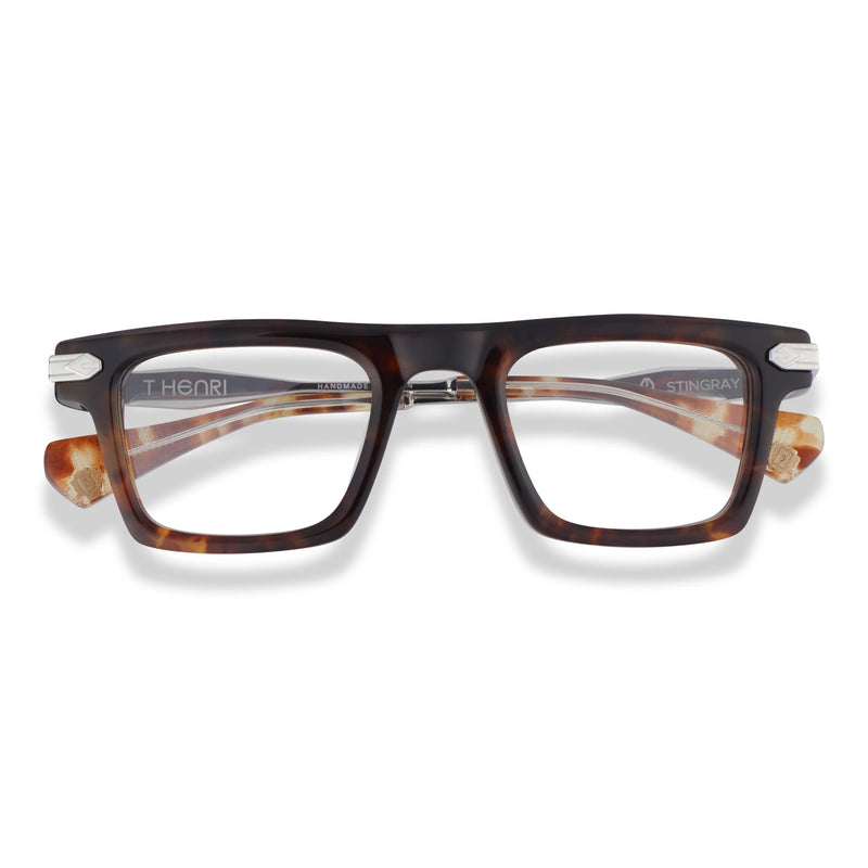 T Henri - Stingray - Yangtze - Vintage Tortoise / Silver - Rectangle - Plastic - Acetate - Eyeglasses - Luxury Eyewear