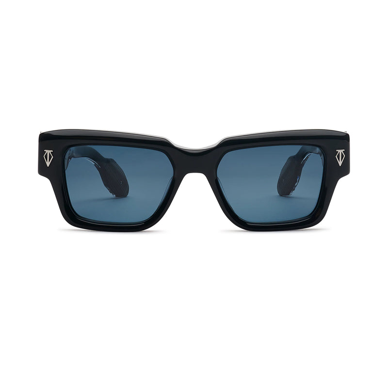 T Henri - Tirreno - Vesuvio / Black / Silver / Grey-Tinted Lenses - Rectangle - Acetate - Plastic - Sunglasses - Luxury Eyewear