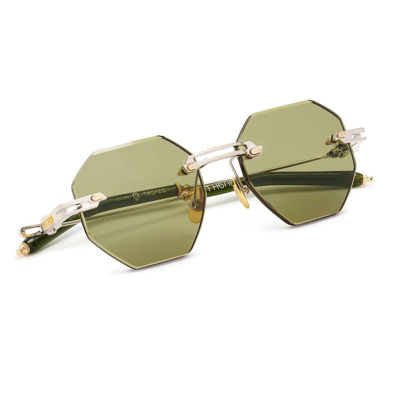 T Henri - Trofeo - Anomoly / Silver / Green Tinted Lenses - Octagonal - Metal - Rimless - Sunglasses