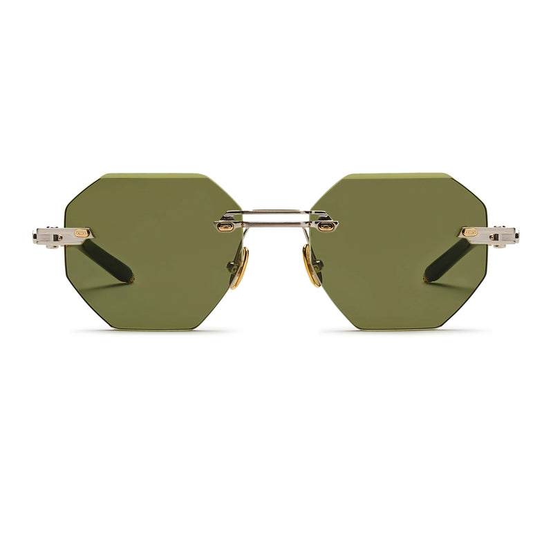 T Henri - Trofeo - Anomoly / Silver / Green Tinted Lenses - Octagonal - Metal - Rimless - Sunglasses