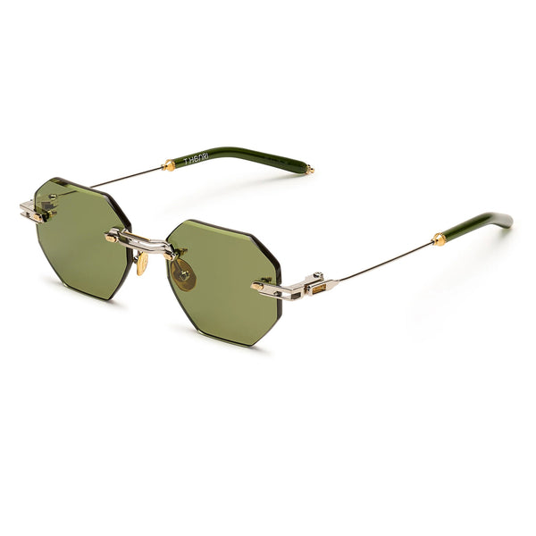 T Henri - Trofeo - Anomoly / Silver / Green Tinted Lenses - Octagonal - Metal - Rimless - Sunglasses