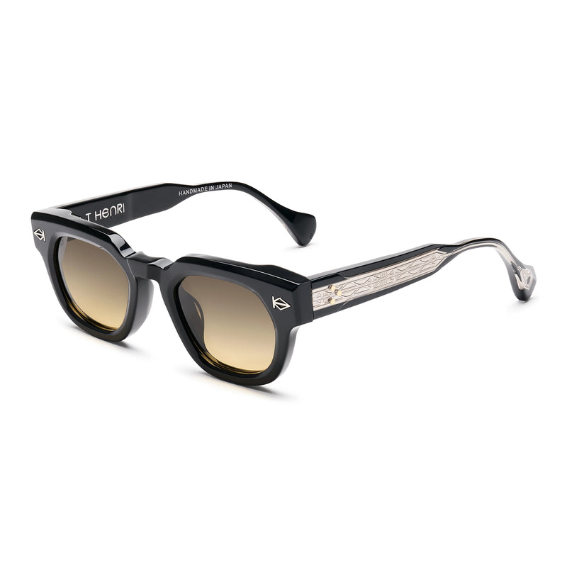 T Henri - Tuatara - Shadow II - Black - Grey to Yellow Gradient Tinted Lenses - Rectangle - Acetate - Plastic - Sunglasses - Luxury Eyewear
