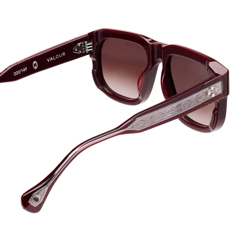 T Henri - Valour - Oxblood - Ruby Gradient Tinted Lenses - Rectangle - Acetate - Plastic - Sunglasses - Luxury Eyewear