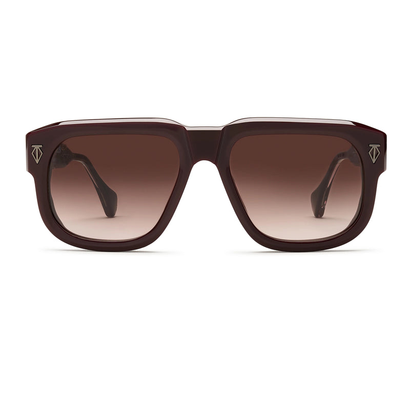 T Henri - Valour - Oxblood - Ruby Gradient Tinted Lenses - Rectangle - Acetate - Plastic - Sunglasses - Luxury Eyewear