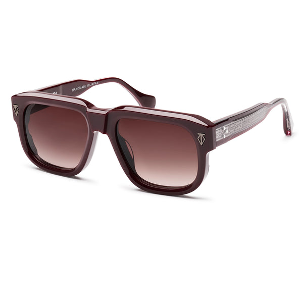 T Henri - Valour - Oxblood - Ruby Gradient Tinted Lenses - Rectangle - Acetate - Plastic - Sunglasses - Luxury Eyewear