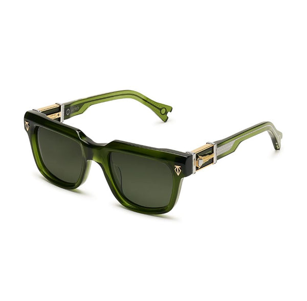 T Henri - Astro - Trefoil - Green-Gold-Silver / G15 Tinted Lenses - Rectangle - Plastic - Sunglasses - Muonionalusta Meteorite - Maison Galactique - Limited Edition - Luxury Eyewear