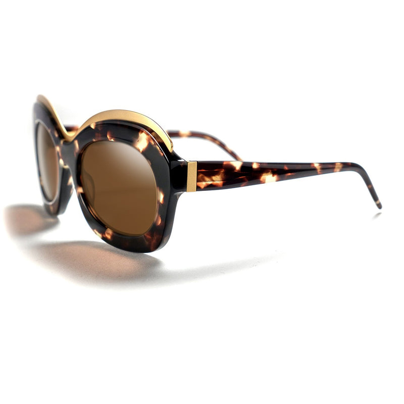 Tom Davies - BARONESS - 2231 - Dark Tortoise / Gold / Brown Tinted Lenses - Butterfly - Rectangle - Rounded - Sunglasses - Acetate - Plastic