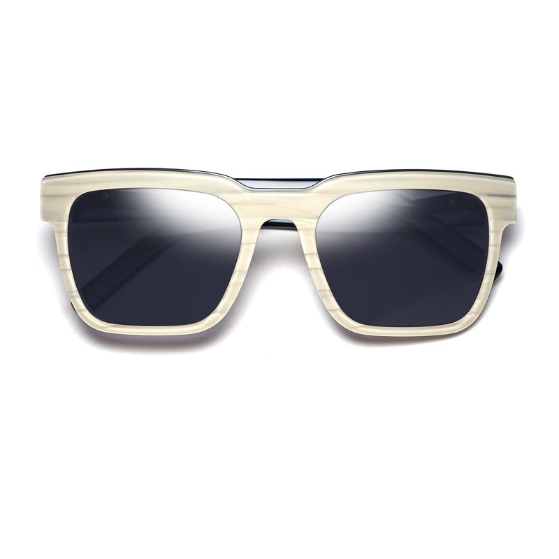 Tom Davies - Drake- 2140 - Frost White / Black / Grey-Tinted Lenses - Rectangle - Zyl Acetate - Sunglasses