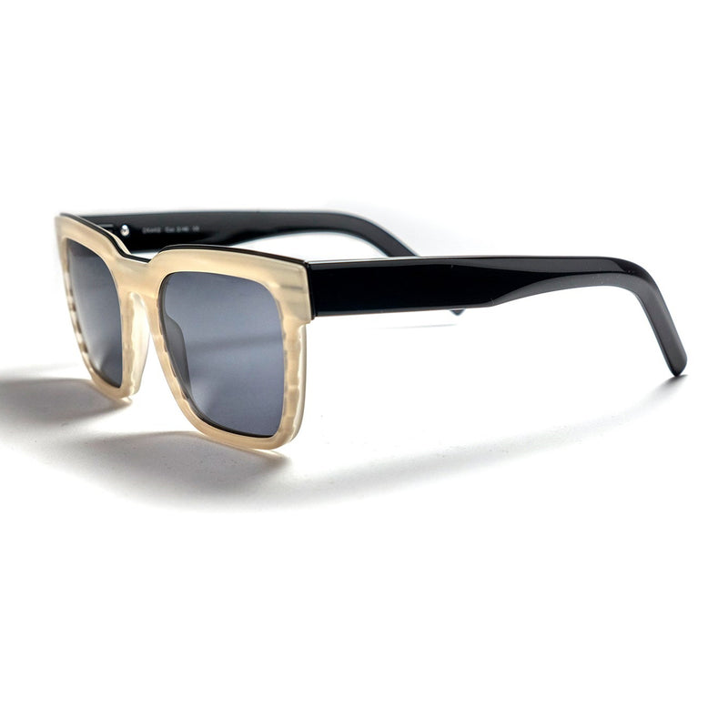 Tom Davies - Drake- 2140 - Frost White / Black / Grey-Tinted Lenses - Rectangle - Zyl Acetate - Sunglasses