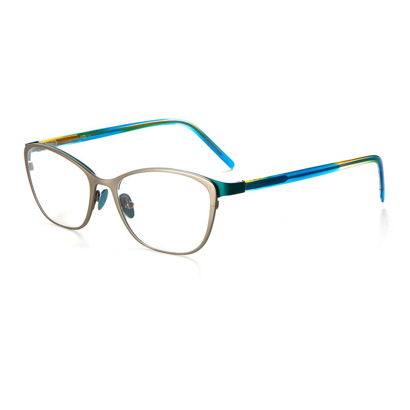 Tom Davies - TD501 - 1508 - Matte Khaki / Electric Turquoise - Cateye - Cat-eye - Titanium - Eyeglasses