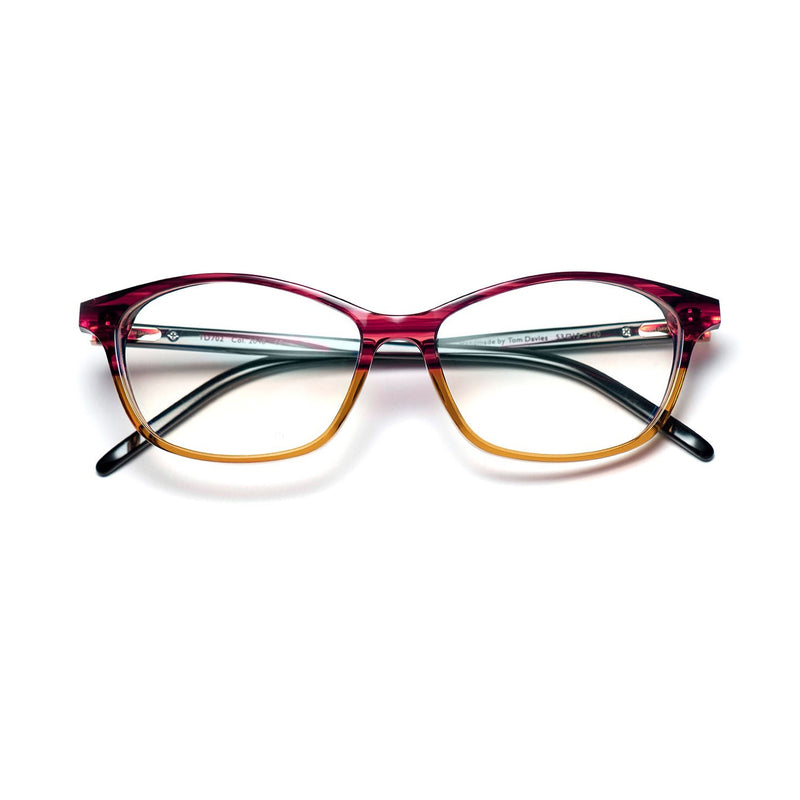 Tom Davies - TD702 - 2048 - Burgundy / Amber - Rectangle - Cat-eye - Plastic - Eyeglasses