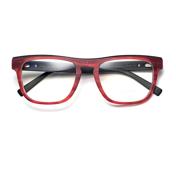 Tom Davies - TD706 - 2063 - Matte Red / Matte Black - Rectangle - Plastic - Acetate - Eyeglasses