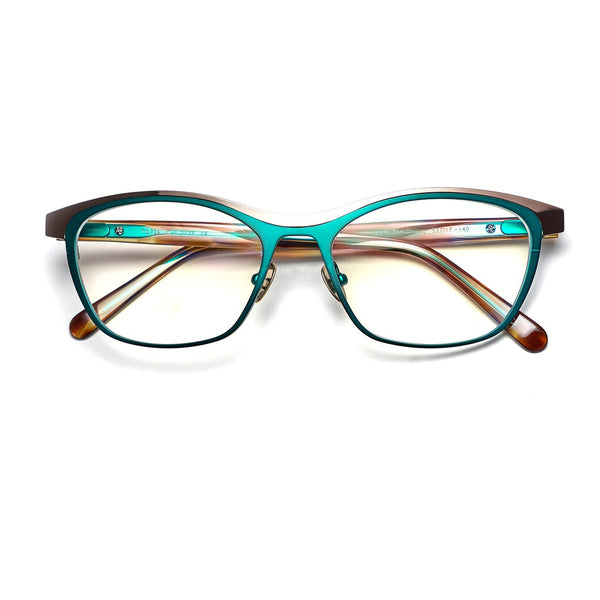 Tom Davies - TD 726 - 2137 - Matte Green / Shiny Gold / Brown - Cateye - Cat-eye - Titanium - Eyeglasses - Eyewear