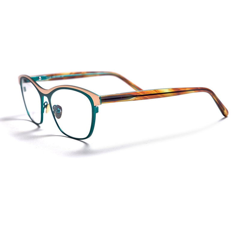 Tom Davies - TD 726 - 2137 - Matte Green / Shiny Gold / Brown - Cateye - Cat-eye - Titanium - Eyeglasses - Eyewear