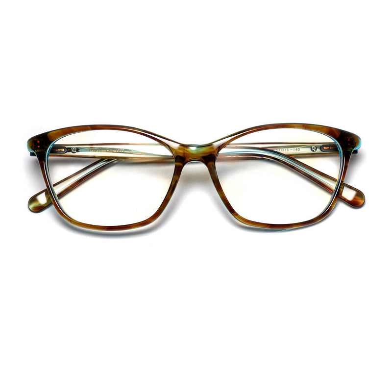Tom Davies - TD732  - 1596 - Brown / Aqua - Rectangle - Cat-eye - Plastic - Acetate - Eyeglasses