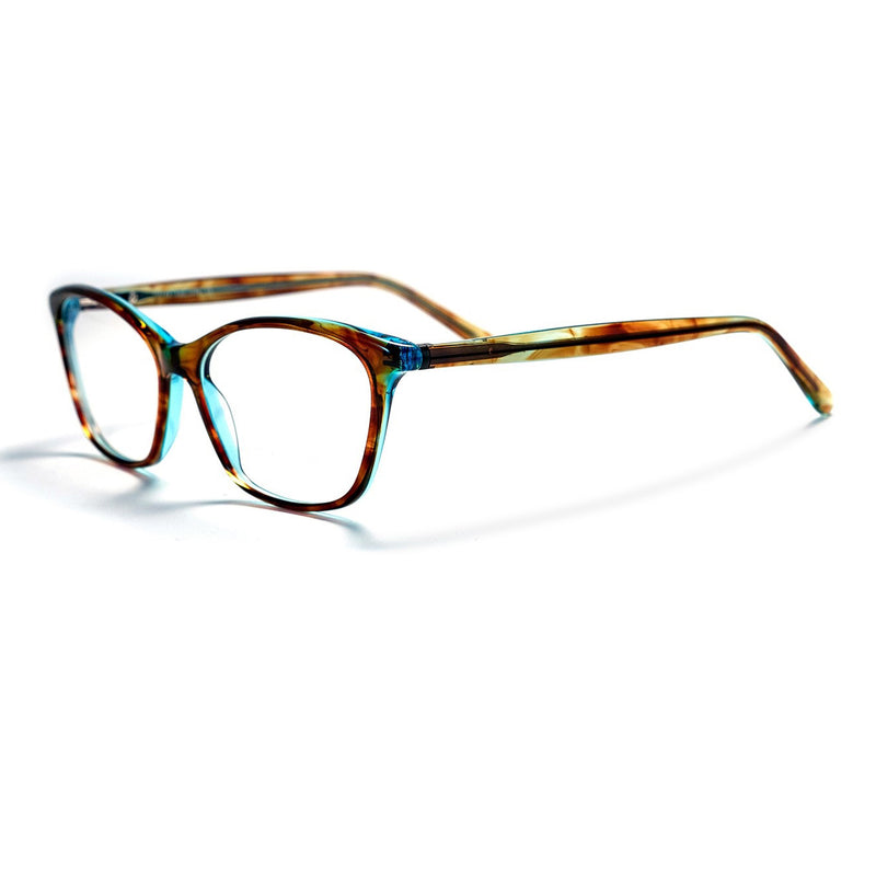 Tom Davies - TD732  - 1596 - Brown / Aqua - Rectangle - Cat-eye - Plastic - Acetate - Eyeglasses