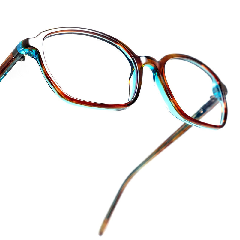 Tom Davies - TD 749 - 1596 - Brown / Aqua - Rectangle - Acetate - Plastic - Eyeglasses