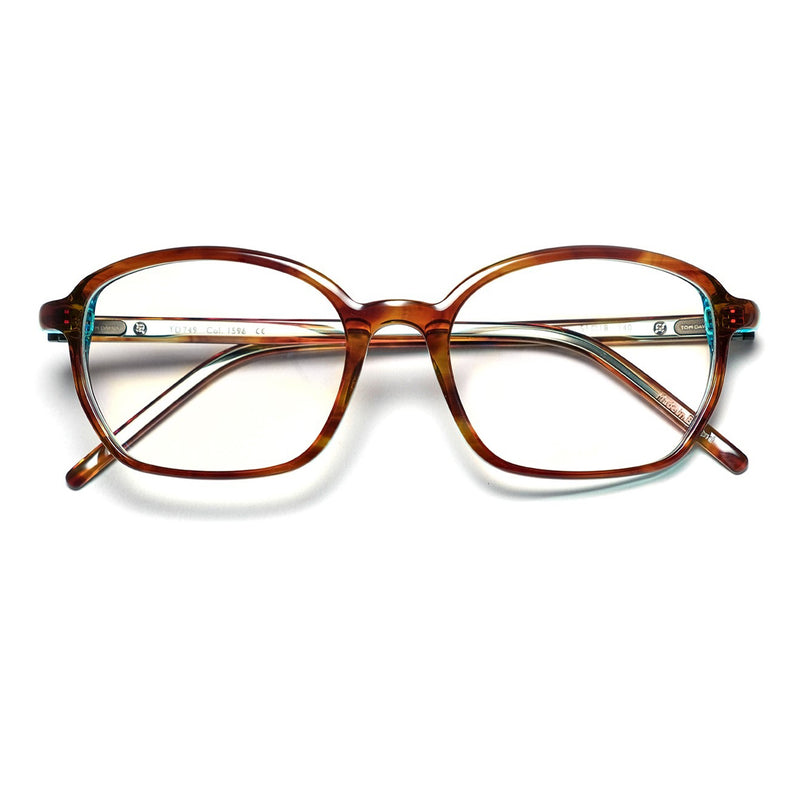 Tom Davies - TD 749 - 1596 - Brown / Aqua - Rectangle - Acetate - Plastic - Eyeglasses