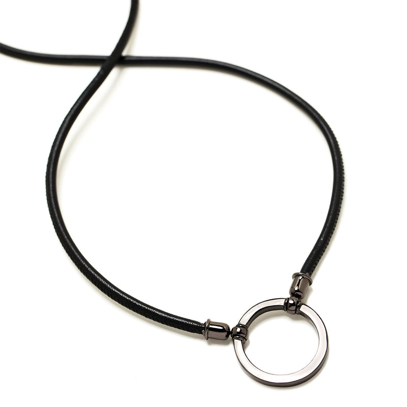 LaLoop - 795PG - Black Leather Clifton with Gunmetal Plated Loop - Eyewear Holder - Eyewear Necklace - Hicks Brunson Eyewear