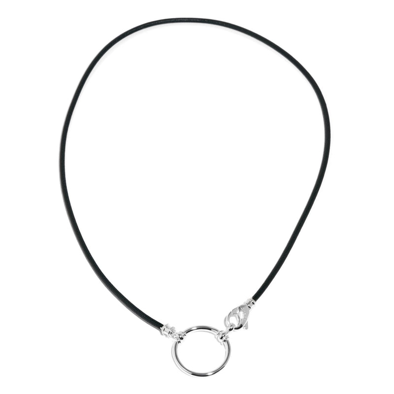 LaLoop - 993P - Black Leather with Silver Plated Loop and Clasp - Eyewear Holder - Eyewear Necklace - Hicks Brunson Eyewear