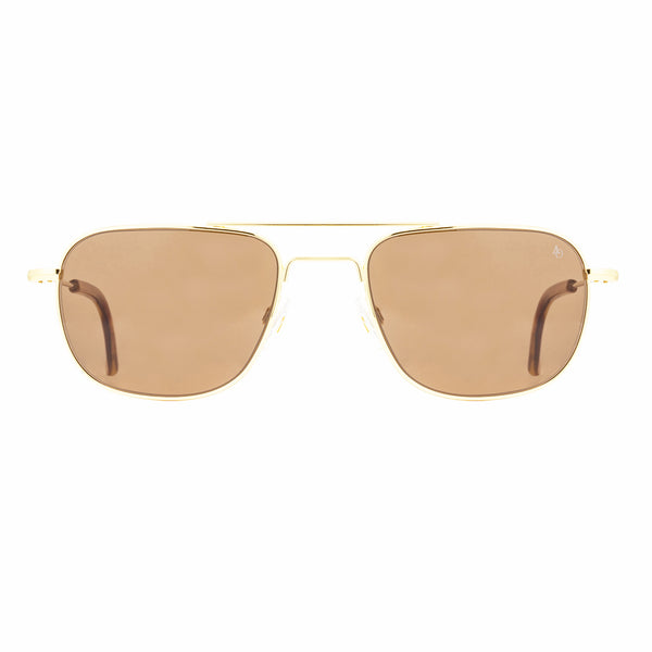 American Optical - Checkmate - Gold - Polarized Brown Tinted Lenses - Navigator Sunglasses - Polarized Sunglasses - Metal