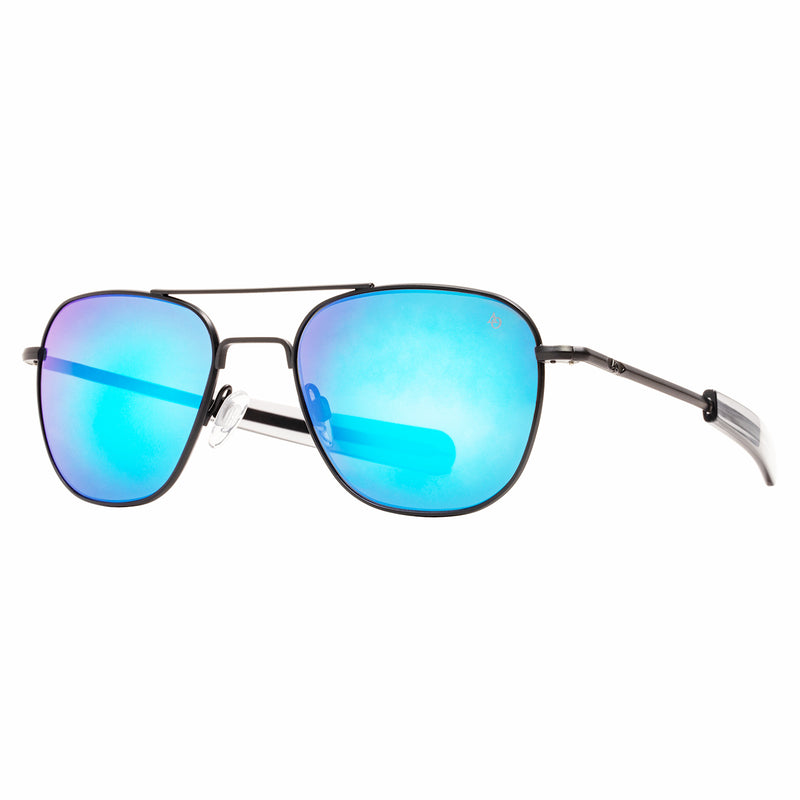 American Optical - Original Pilot - Black - Blue Mirrored Lenses - Glass Lenses - Navigator - Sunglasses - Metal