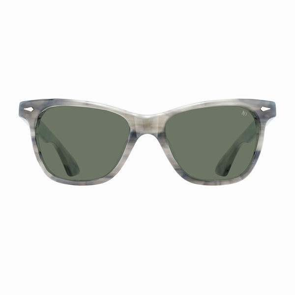 American Optical - Saratoga - Gray Horn - Green Nylon Tinted Lenses - Rectangle - Sunglasses - Plastic