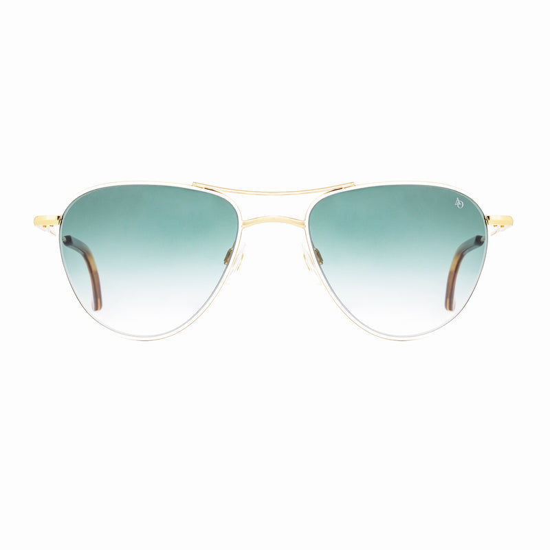 American Optical - Sebring - White-Gold - Gradient-Green Tinted Lenses - Aviator - Women - Sunglasses - Metal