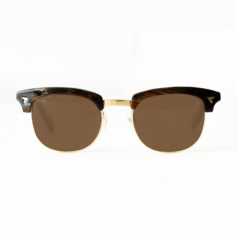 American Optical - Sirmont - Chocolate Gold - Polarized Brown Tinted Lenses - Browline - Sunglasses