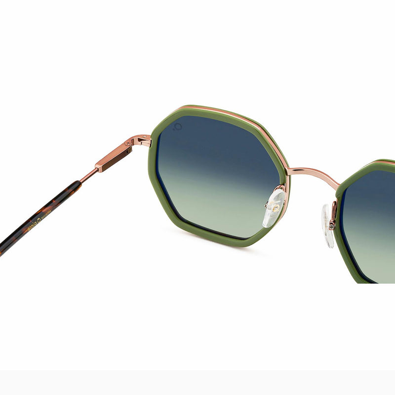 Etnia Barcelona - Farah - GRHV - Green / Rose Gold / G15 Gradient Tinted Lenses - Hexagonal Sunglasses - Sunglasses