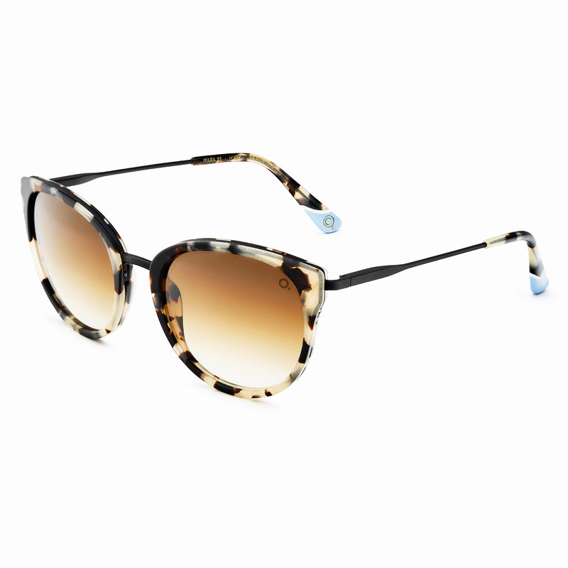 Etnia Barcelona - Ifara 21 - HVBK - Pale Tort / Matte Black / Photochromic Brown-Gradient Lenses - Cateye - Sunglasses