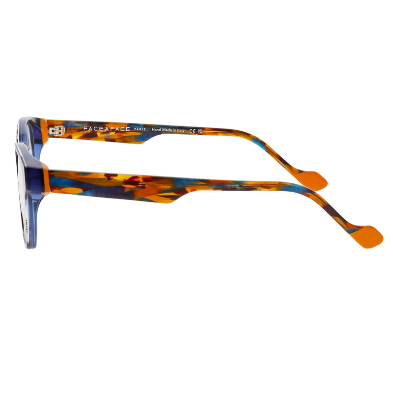 Face A Face - Blake 1 - 0487 - Blue Smoke / Multi-color / Bright Orange - Rectangle - Cateye - Eyeglasses - Zyl Acetate