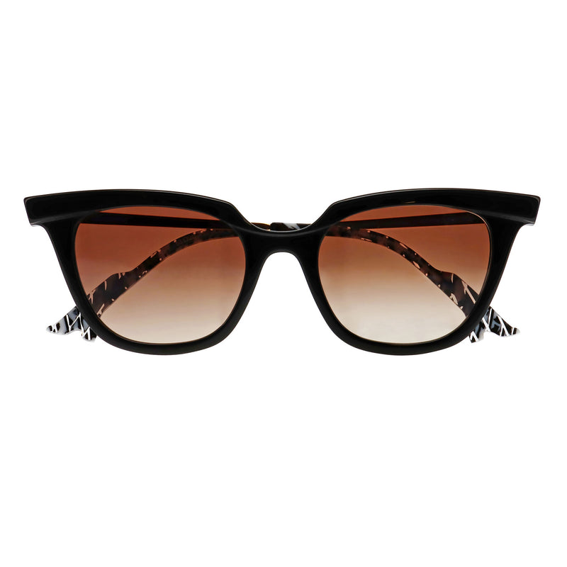 Face A Face - Bocca Kahlo 1 - 100 - Black / Gold / Zebra / Brown-Gradient Tinted Lenses - Bocca Collection - Cat-eye - Cateye - Sunglasses - Plastic