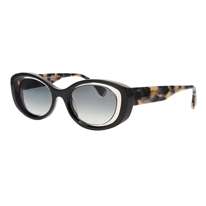 Face A Face - Clone 1 - 100 - Black / Crystal / Tort / Grey-Gradient Tinted Lenses - Butterfly Sunglasses - Sunglasses