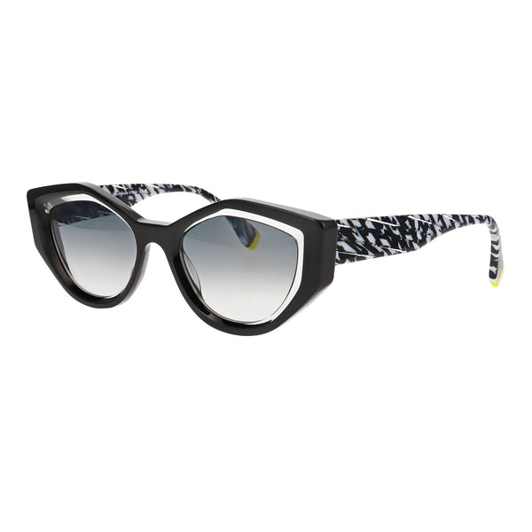 Face A Face - Clone 2 - 100 - Black / Crystal / Grey-Gradient Tinted Lenses - Cateye - Sunglasses - Plastic