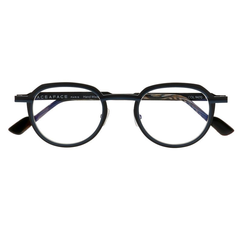 Face A Face - Eiffel 1 - 9470 - Matte Black / Navy - Round - Metal - Titanium - Eyeglasses