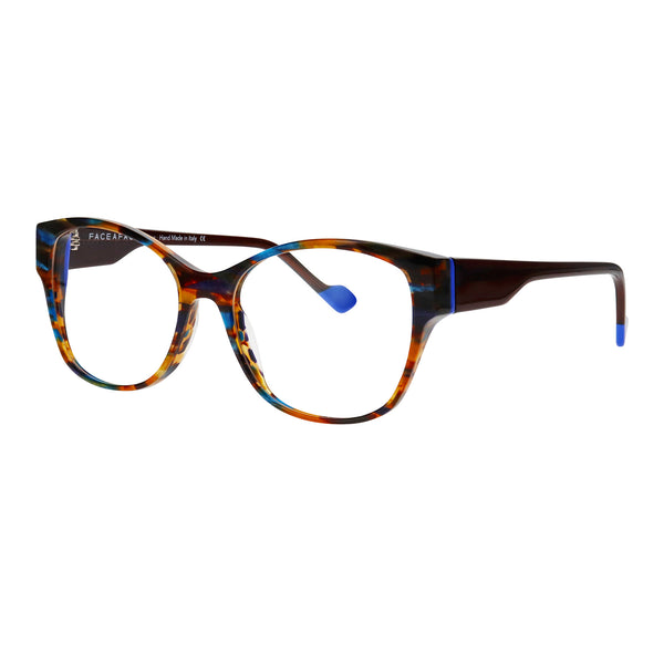 Face A Face - Gemma 1 - 3004 - Multi-color Tort / Blue - Rounded Cat-eye - Eyeglasses